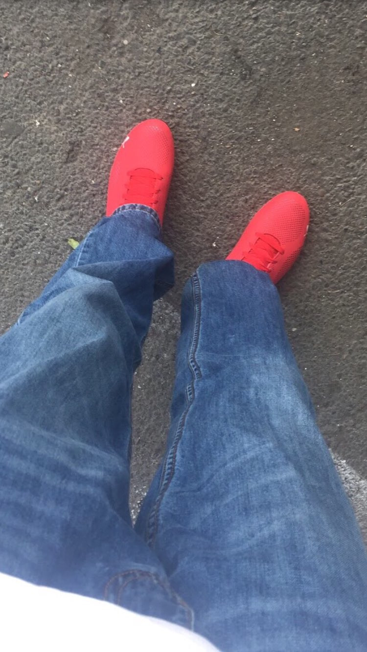 all red huaraches outfit